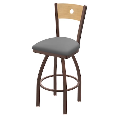 Holland Bar Stool Co 30" Swivel Counter Stool, Black Wrinkle, Nat Back, Canter Grey Seat 83030BZNatMplB007
